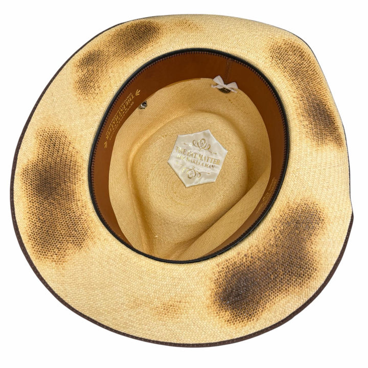 Excellent THE FAT HATTER hat CROW burnt-finish Panama hat, straw hat, fedora
