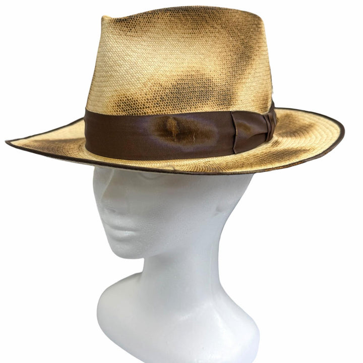 Excellent THE FAT HATTER hat CROW burnt-finish Panama hat, straw hat, fedora