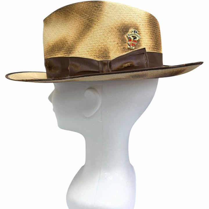 Excellent THE FAT HATTER hat CROW burnt-finish Panama hat, straw hat, fedora