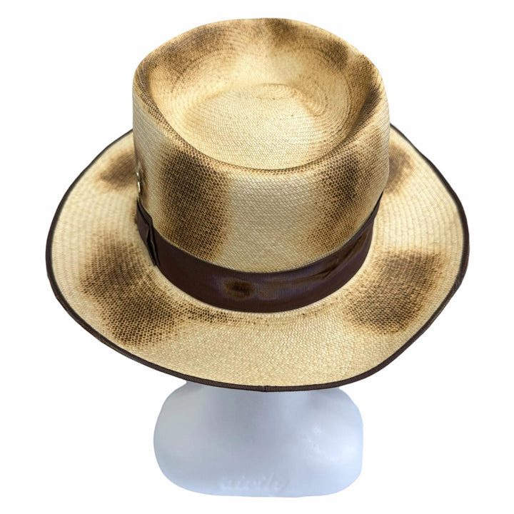 Excellent THE FAT HATTER hat CROW burnt-finish Panama hat, straw hat, fedora