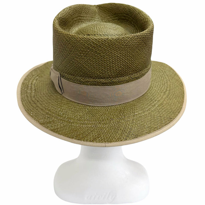 Great CROWTED HATTERS hat Panama hat, straw hat, fedora green mens