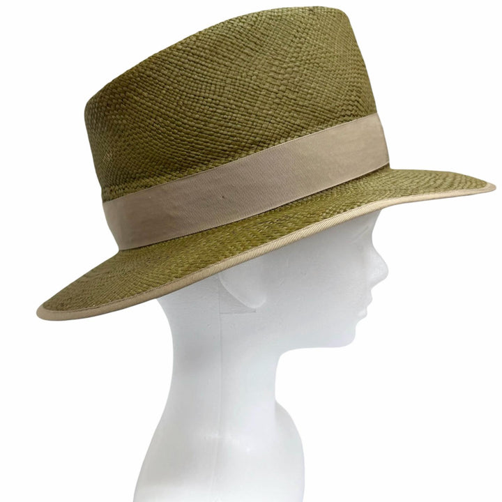 Great CROWTED HATTERS hat Panama hat, straw hat, fedora green mens