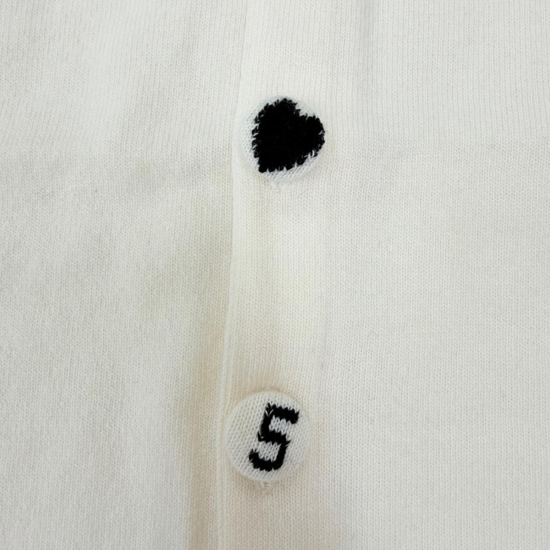 Pristine CHANEL knit COCO Mark Button Sleeveless Ivory cashmere 38 02A P19859