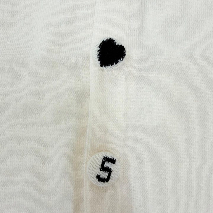 Pristine CHANEL knit COCO Mark Button Sleeveless Ivory cashmere 38 02A P19859
