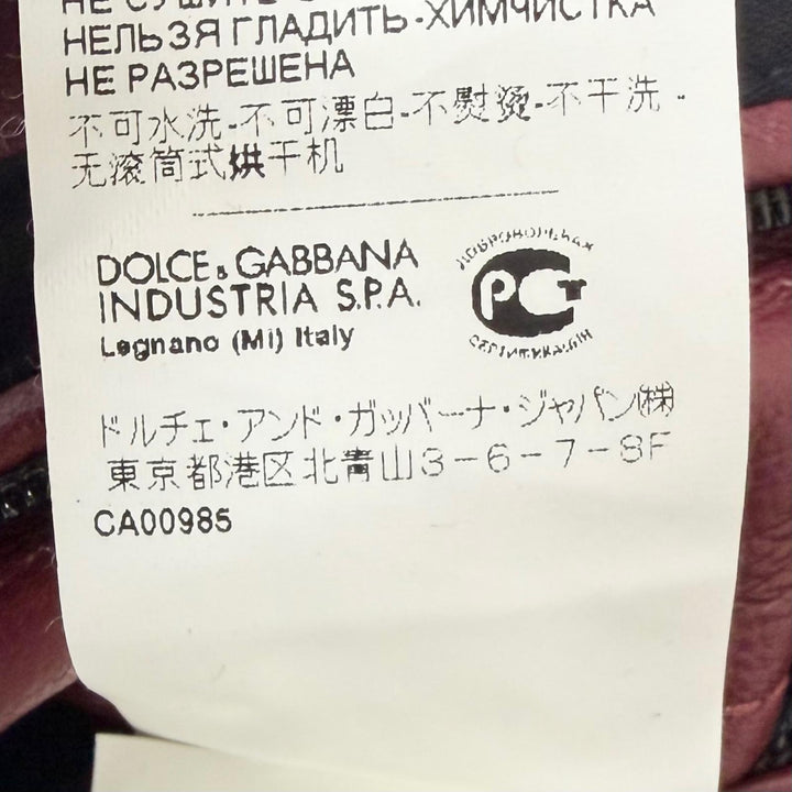 Great DOLCE&GABBANA Leather jacket With logo, stand collar Bordeaux
