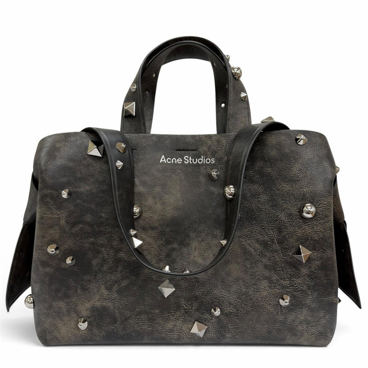 Excellent ACNE STUDIOS Tote Bag MUSUBI Studded 2-Way Leather Shoulder Dark brown