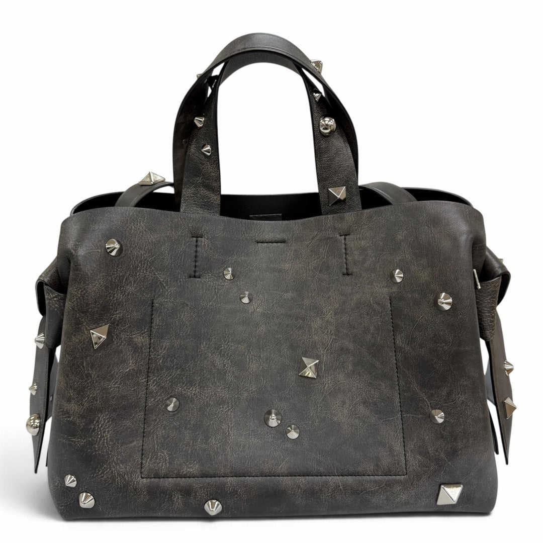 Excellent ACNE STUDIOS Tote Bag MUSUBI Studded 2-Way Leather Shoulder Dark brown