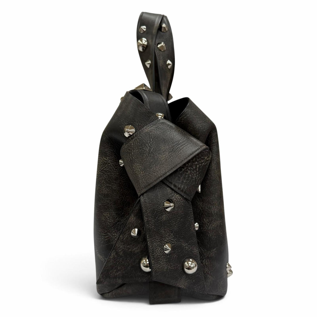 Excellent ACNE STUDIOS Tote Bag MUSUBI Studded 2-Way Leather Shoulder Dark brown