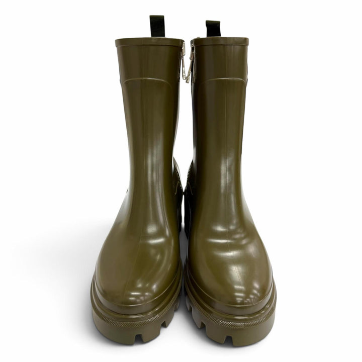 Pristine MONCLER LOFT GRIP Logo patch, side zipper, rubber rain boots, 41