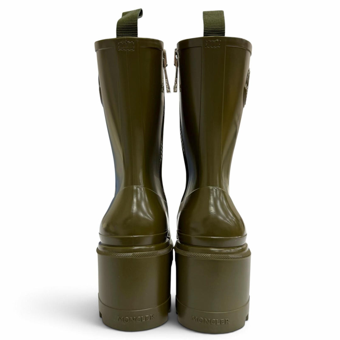 Pristine MONCLER LOFT GRIP Logo patch, side zipper, rubber rain boots, 41