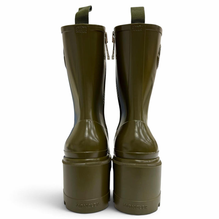 Pristine MONCLER LOFT GRIP Logo patch, side zipper, rubber rain boots, 41