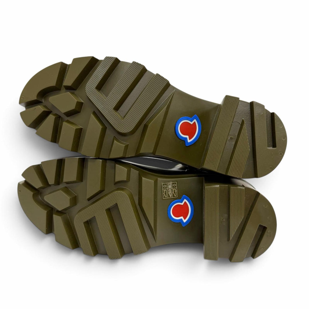 Pristine MONCLER LOFT GRIP Logo patch, side zipper, rubber rain boots, 41