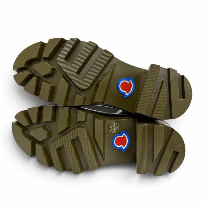 Pristine MONCLER LOFT GRIP Logo patch, side zipper, rubber rain boots, 41