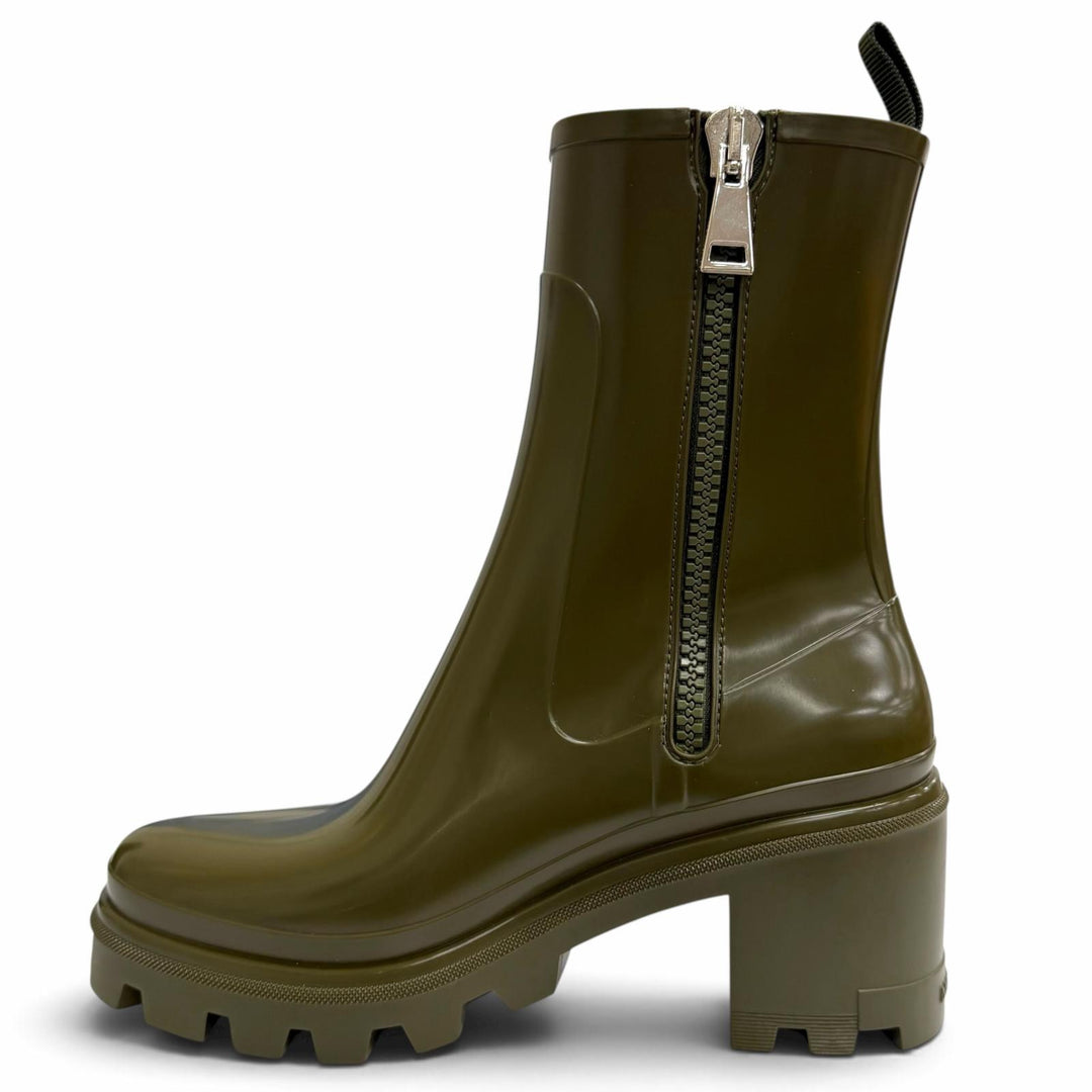 Pristine MONCLER LOFT GRIP Logo patch, side zipper, rubber rain boots, 41