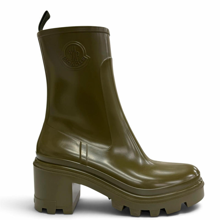 Pristine MONCLER LOFT GRIP Logo patch, side zipper, rubber rain boots, 41