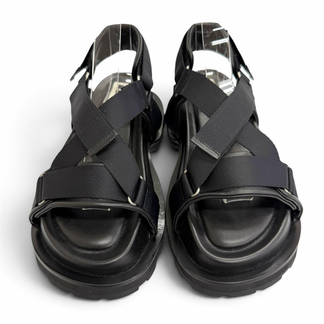 Excellent JIL SANDER Cross-strap leather platform shoes black IT 36 J44WP0002