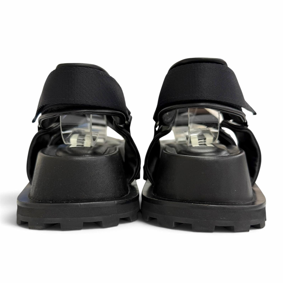 Excellent JIL SANDER Cross-strap leather platform shoes black IT 36 J44WP0002