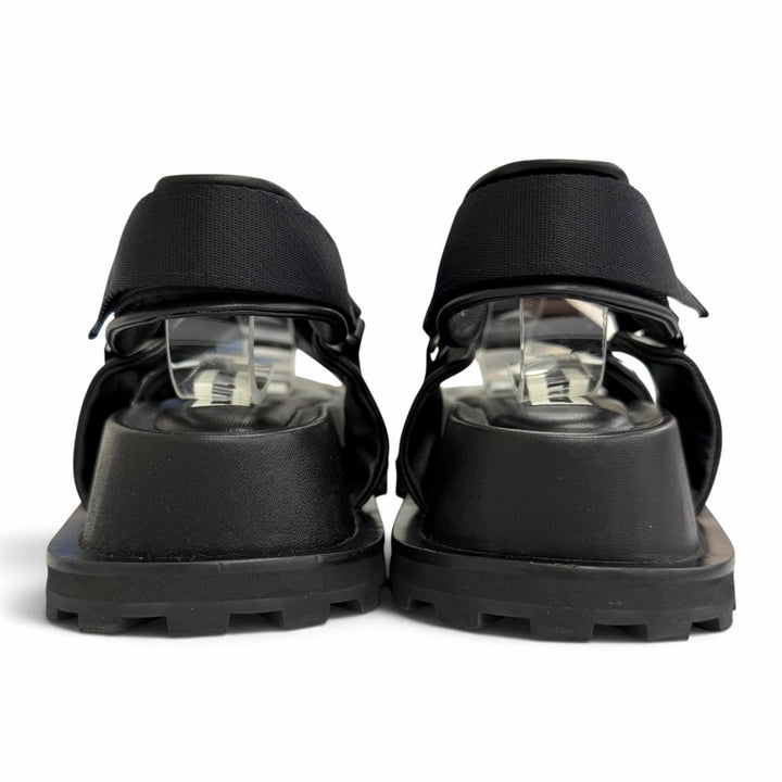 Excellent JIL SANDER Cross-strap leather platform shoes black IT 36 J44WP0002