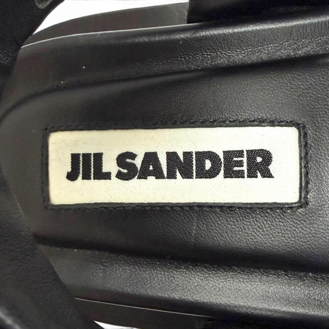 Excellent JIL SANDER Cross-strap leather platform shoes black IT 36 J44WP0002