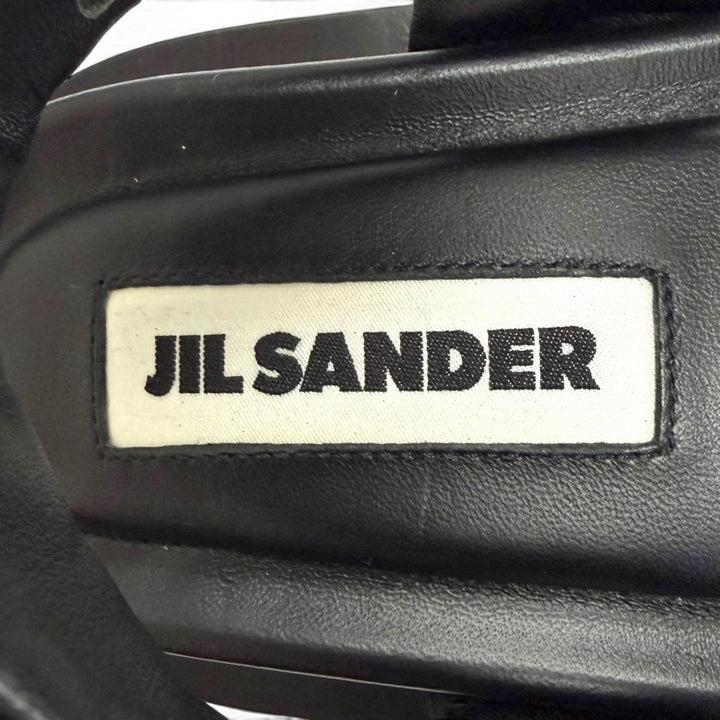 Excellent JIL SANDER Cross-strap leather platform shoes black IT 36 J44WP0002