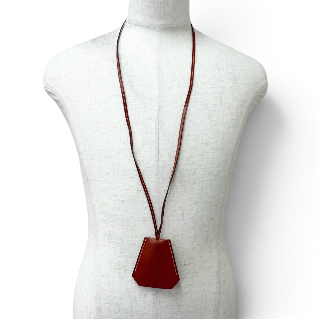 Great HERMES Necklace Margiela era Clochette keyring Brown