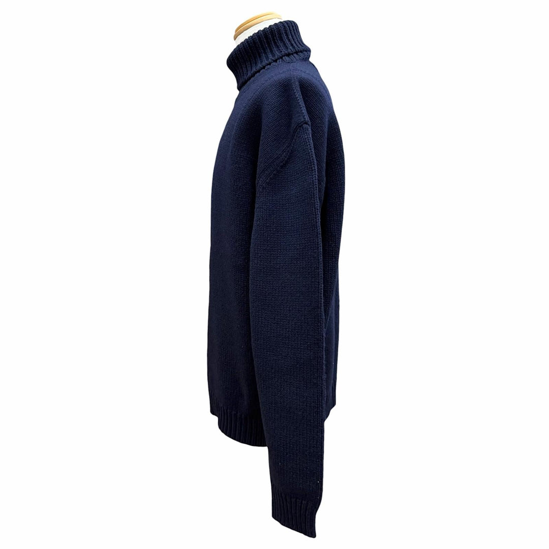 Great PRADA sweater Shetland turtleneck knit Navy Virgin wool mens IT 52 UMR526