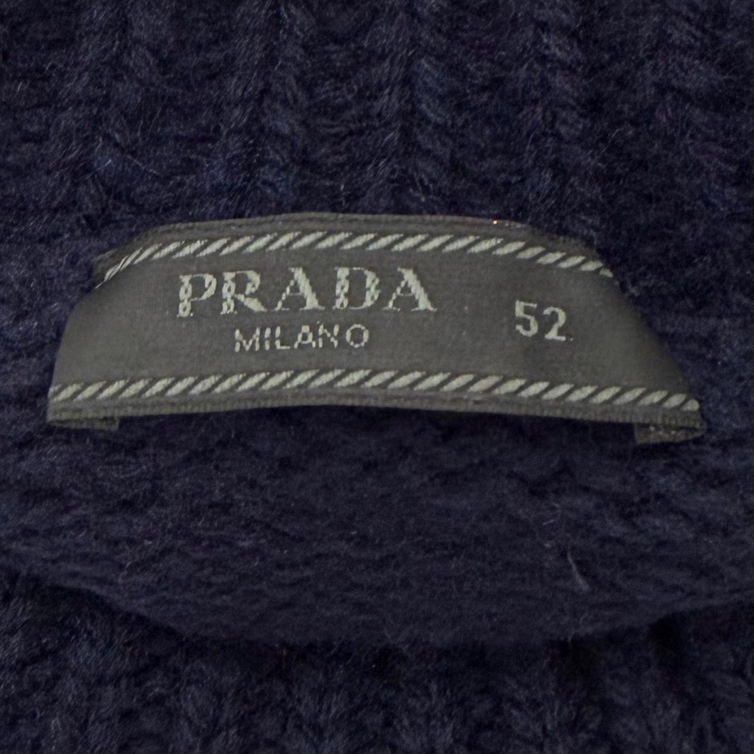 Great PRADA sweater Shetland turtleneck knit Navy Virgin wool mens IT 52 UMR526