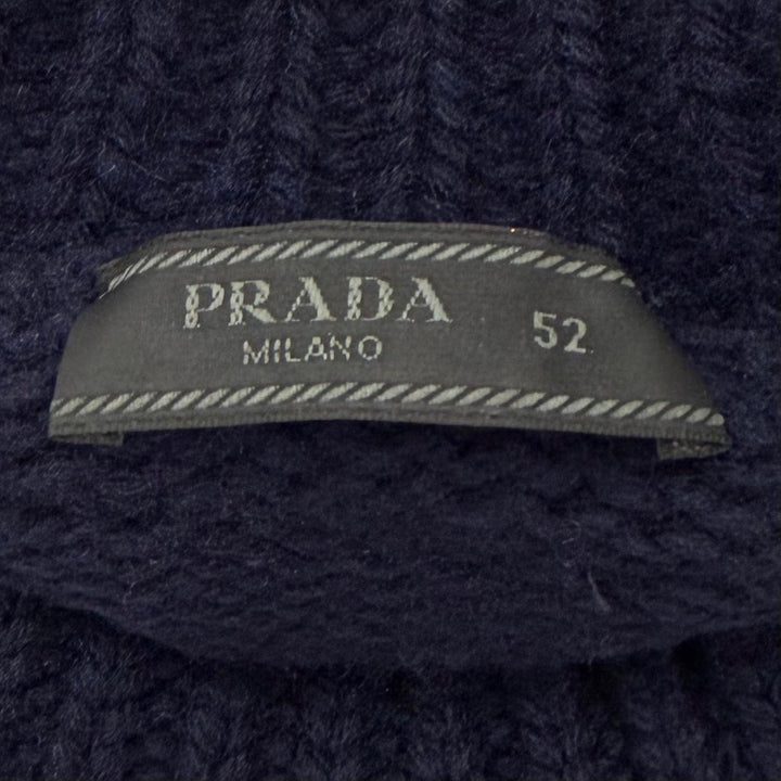 Great PRADA sweater Shetland turtleneck knit Navy Virgin wool mens IT 52 UMR526
