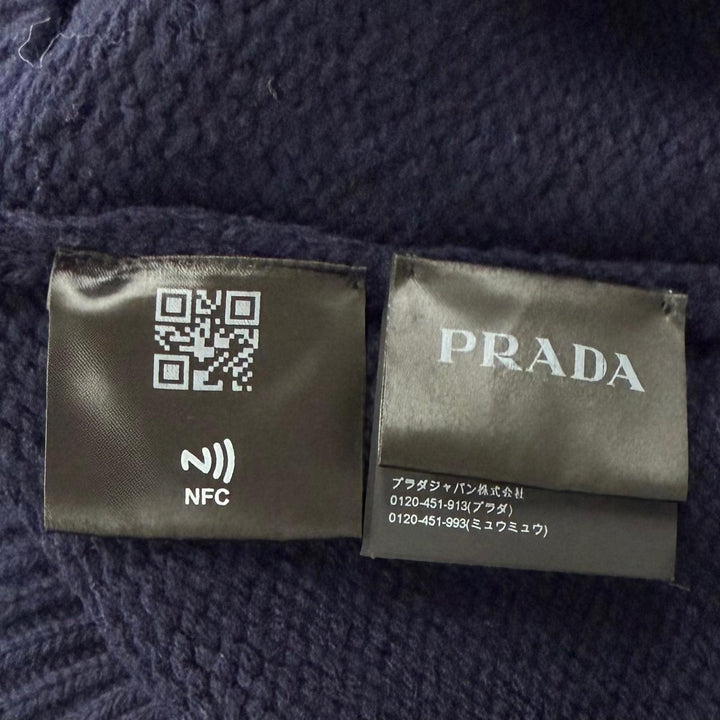 Great PRADA sweater Shetland turtleneck knit Navy Virgin wool mens IT 52 UMR526