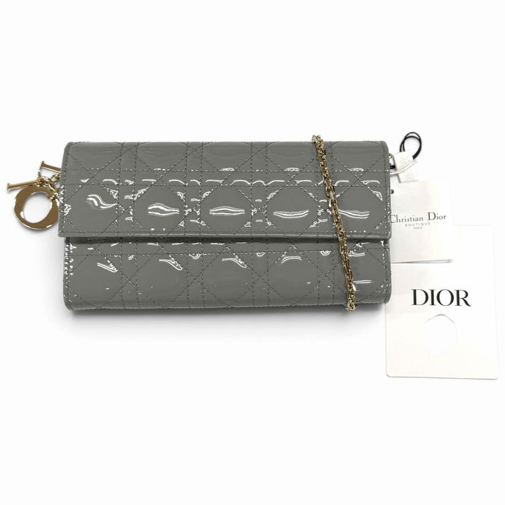 Pristine Christian Dior Purse Lady Dior Cannage Chain Leather Wallet S0020OVRB