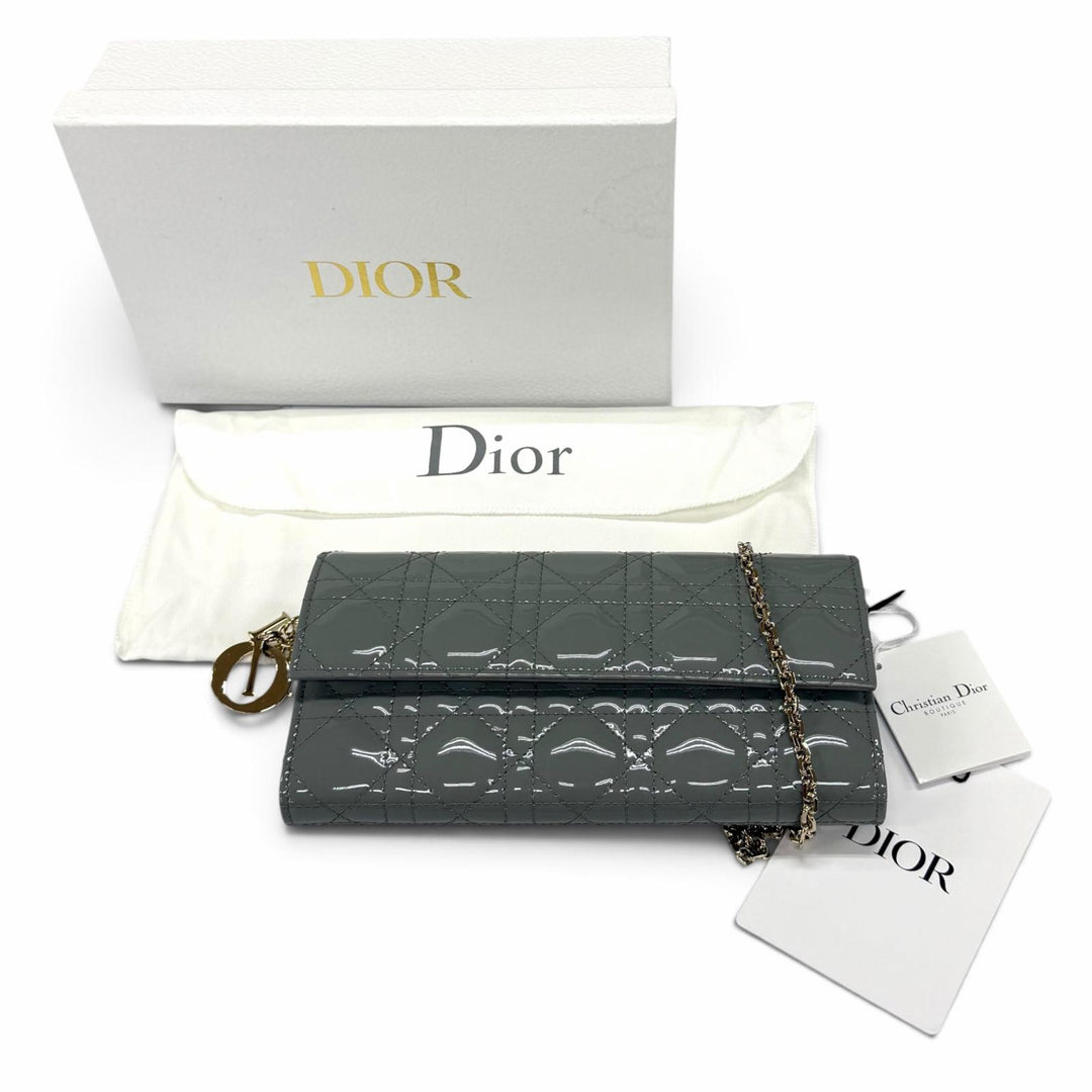 Pristine Christian Dior Purse Lady Dior Cannage Chain Leather Wallet S0020OVRB