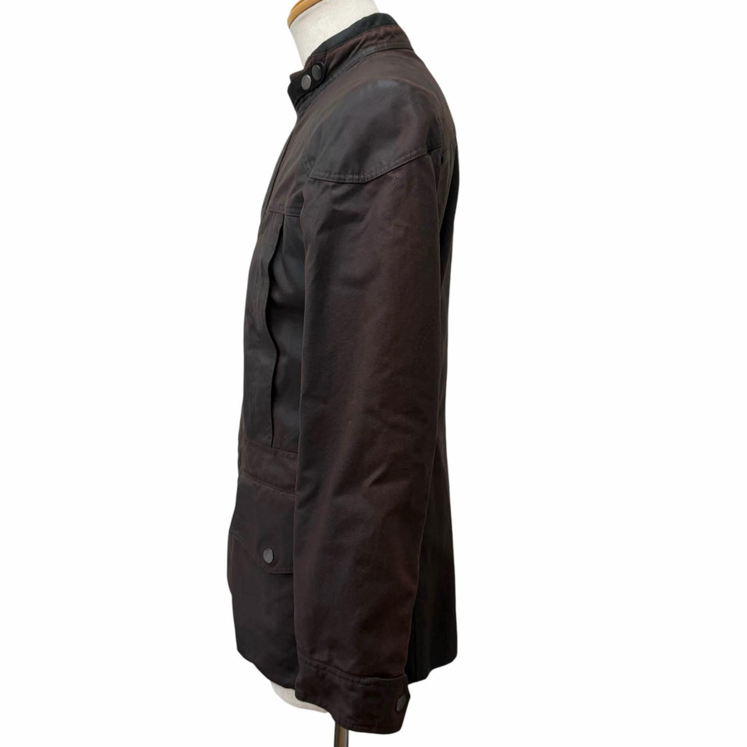 Great GUCCI Jacket Rare Tom Ford era oiled leather Brown cotton mens 44