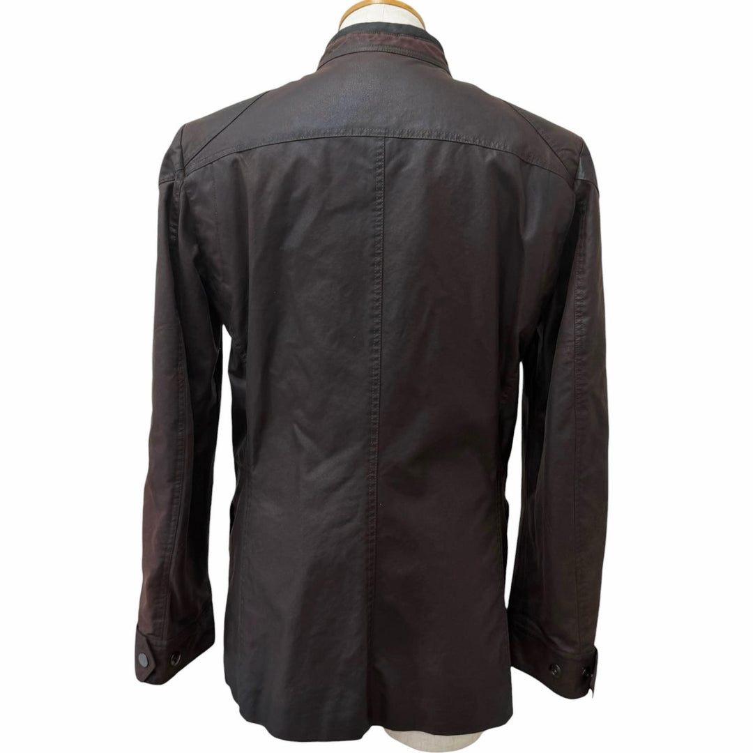 Great GUCCI Jacket Rare Tom Ford era oiled leather Brown cotton mens 44