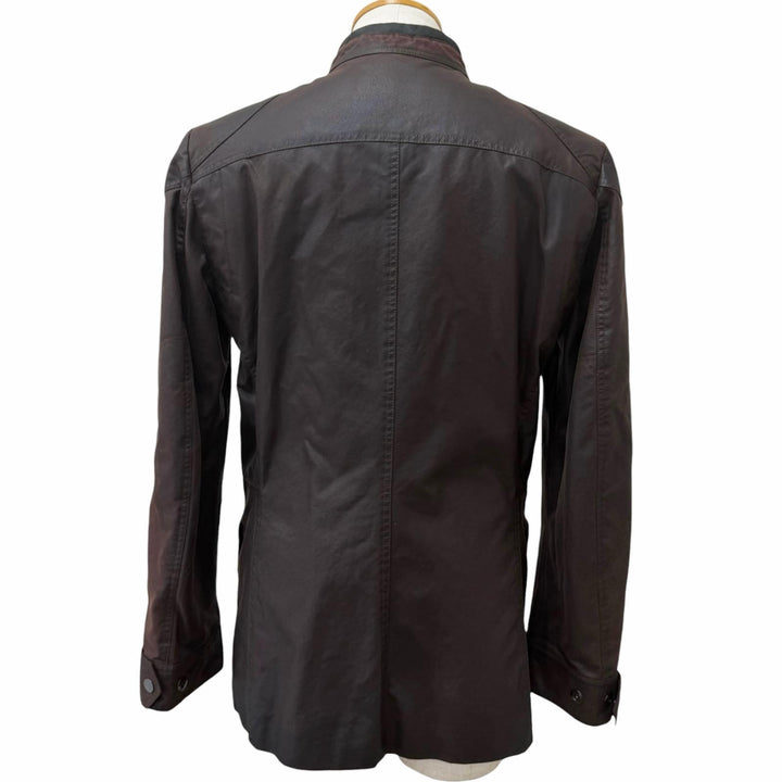 Great GUCCI Jacket Rare Tom Ford era oiled leather Brown cotton mens 44