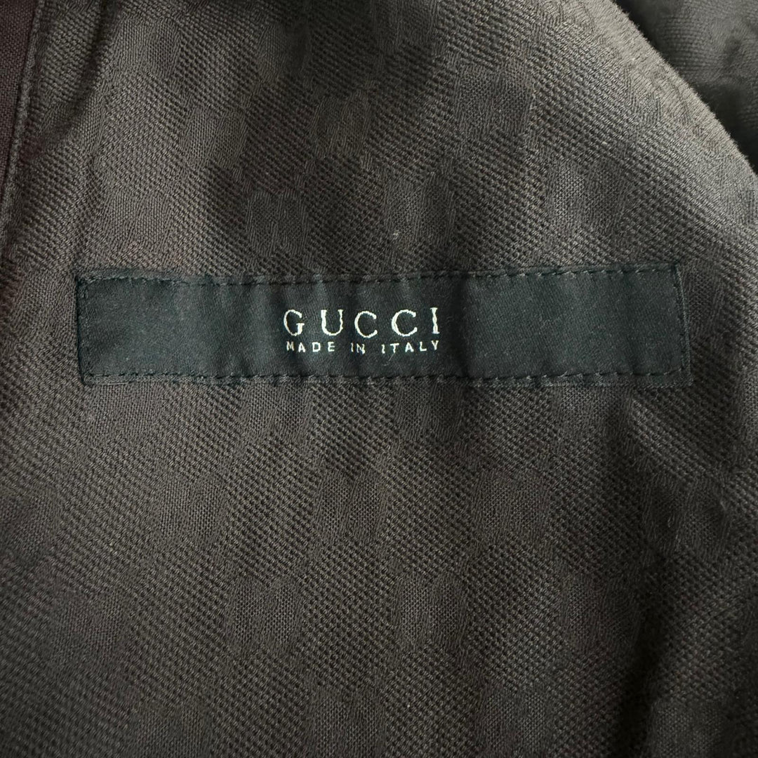 Great GUCCI Jacket Rare Tom Ford era oiled leather Brown cotton mens 44