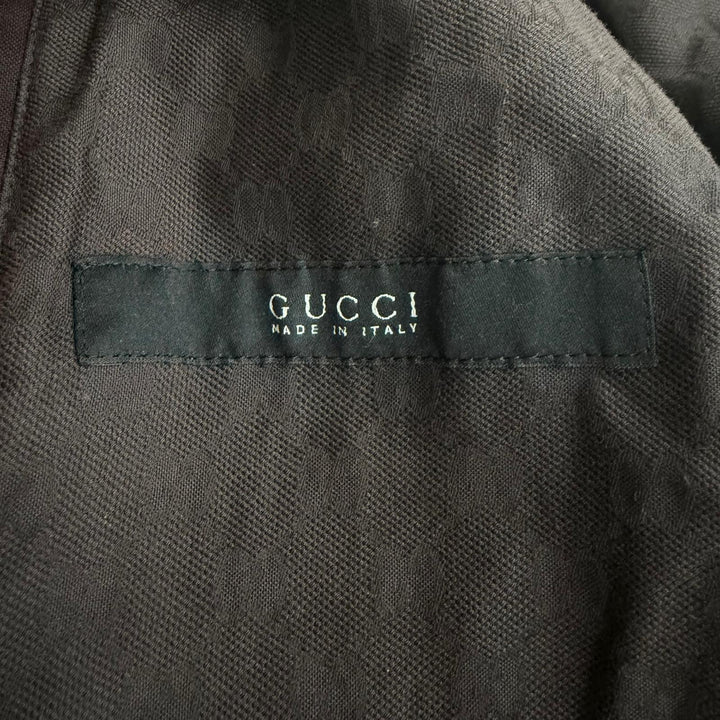 Great GUCCI Jacket Rare Tom Ford era oiled leather Brown cotton mens 44
