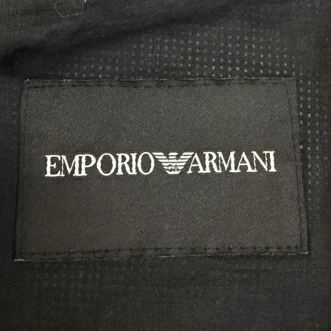 Excellent EMPORIO ARMANI leather jacket Black tag stand collar