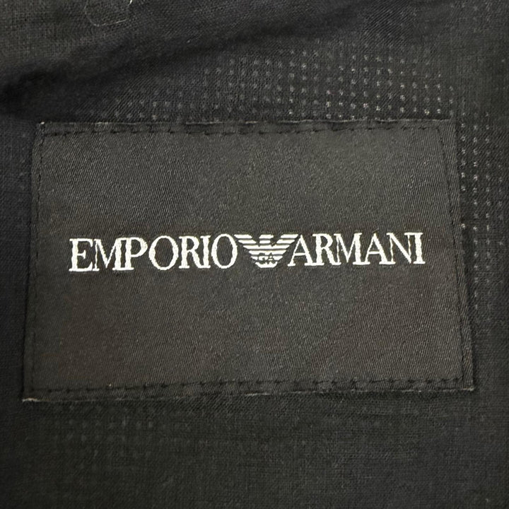 Excellent EMPORIO ARMANI leather jacket Black tag stand collar