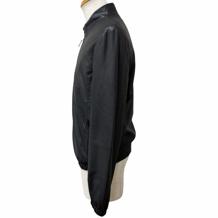 Excellent EMPORIO ARMANI leather jacket Black tag stand collar
