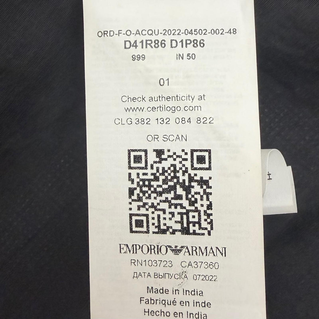 Excellent EMPORIO ARMANI leather jacket Black tag stand collar