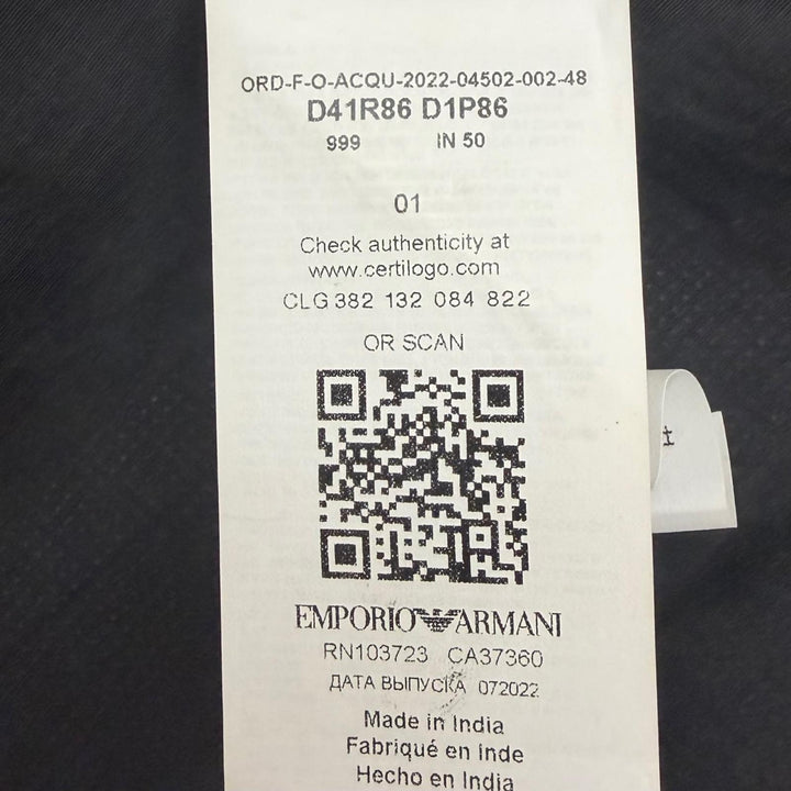 Excellent EMPORIO ARMANI leather jacket Black tag stand collar