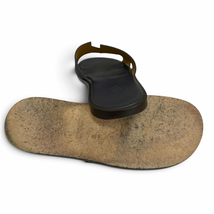 Great HERMES Sandals Izmir H logo shower sandals slides Dark navy