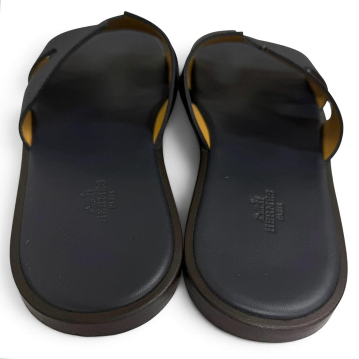 Great HERMES Sandals Izmir H logo shower sandals slides Dark navy