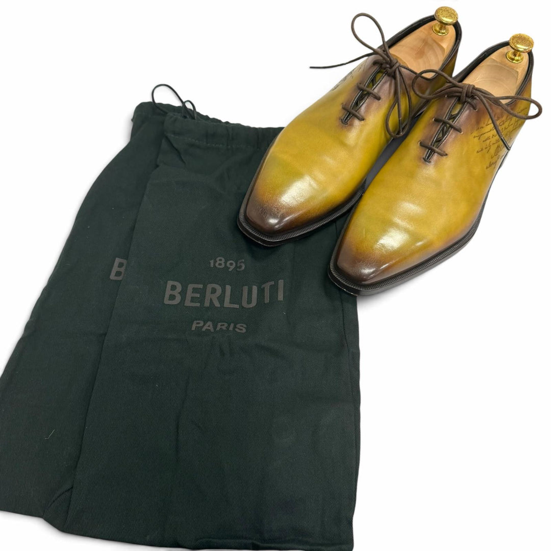 Great BERLUTI Dress shoes Alessandro Galle Scrit Calligraphy Yellow