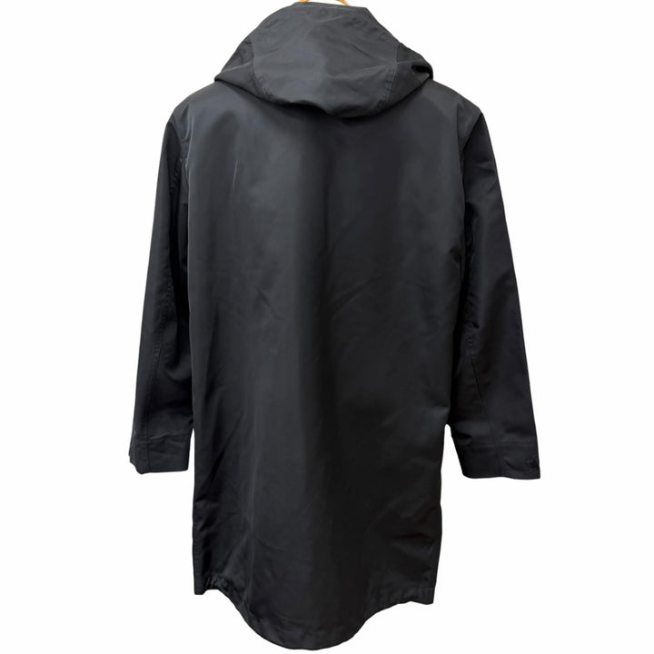 Great BURBERRY coat Logo rubber patch hooded jacket black