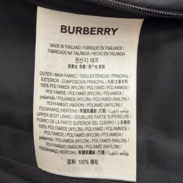 Great BURBERRY coat Logo rubber patch hooded jacket black