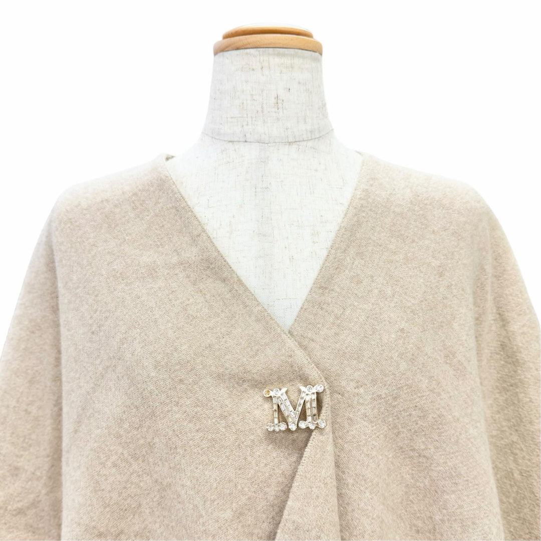 Pristine Max Mara poncho SERRA Cape with MBrooch beige alpaca Women 25245460816