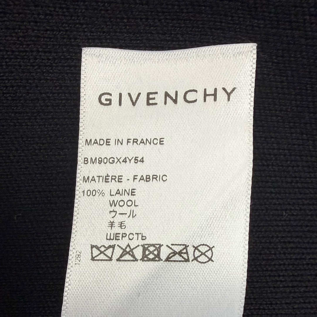 Excellent GIVENCHY sweater Studded Logo Crew Neck Knit black wool S BM90GX4Y54