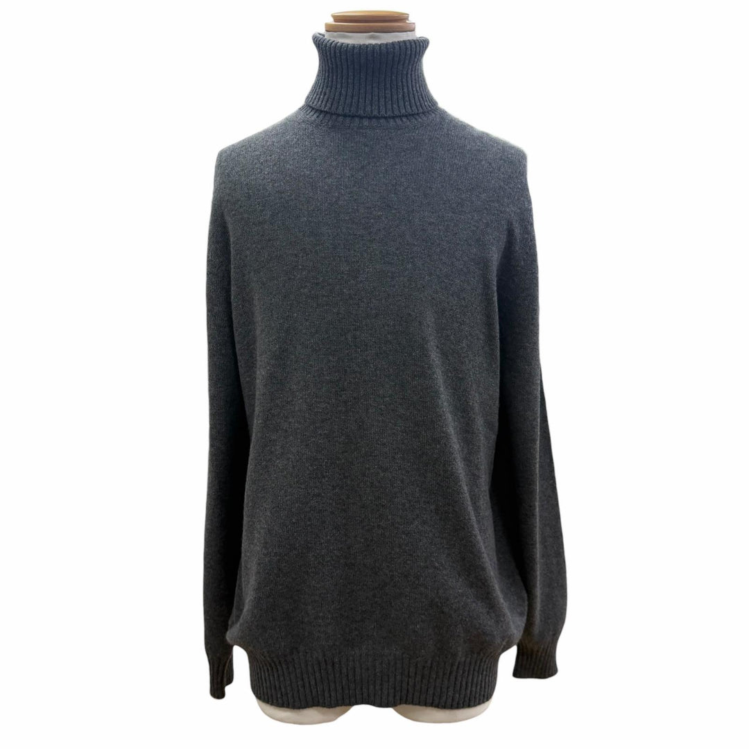 Excellent Brunello Cucinelli sweater Turtleneck knit gray cashmere mens IT 54
