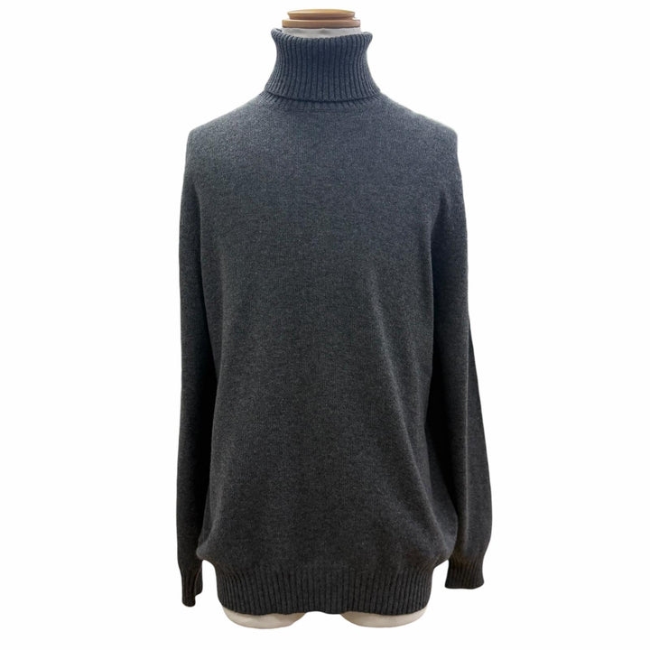 Excellent Brunello Cucinelli sweater Turtleneck knit gray cashmere mens IT 54